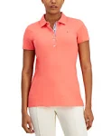 Tommy Hilfiger Women's Solid Short-Sleeve Polo Top - Sherbert - Size M