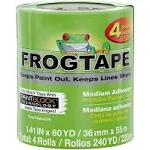 FrogTape Multi-Surface Painter's Tape Green 1.41 Inches x 60 Yards 4 Pack 240660