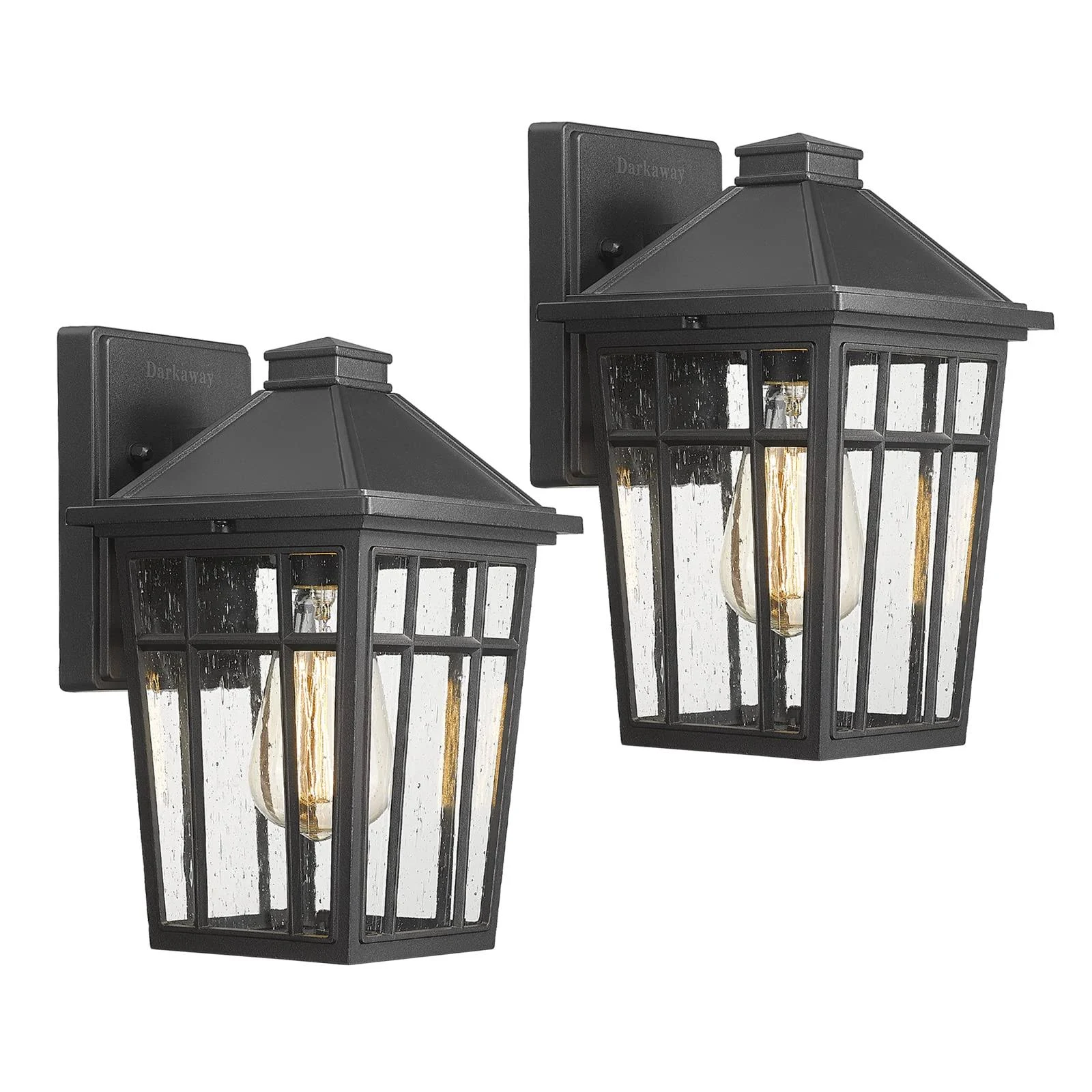 Darkaway Outdoor Sconce Lights Wall Light Fixtures, Medium，2 pack, Black 