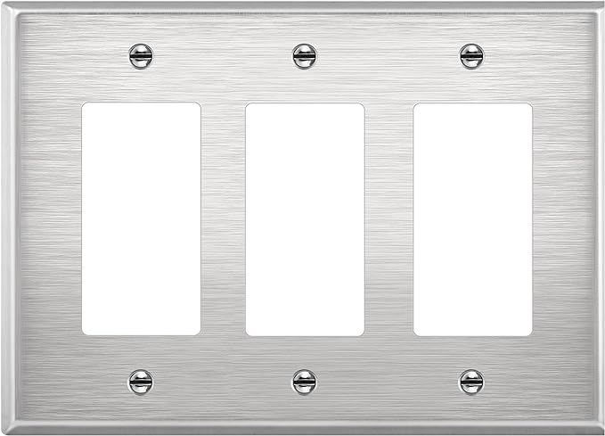 Enerlites Triple Decorator Switch Metal Wall Plate, Stainless Steel Outlet Cover ...