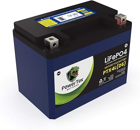 PowerTex Batteries YTX7A Lithium Ion LiFePO4 Motorcycle Battery 125 Cranking ...