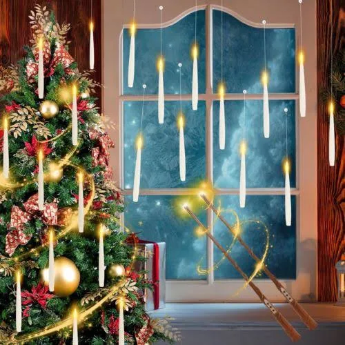 Fooing Floating Candles with Wand Remote, 20pcs Christmas Decoration Magic ...