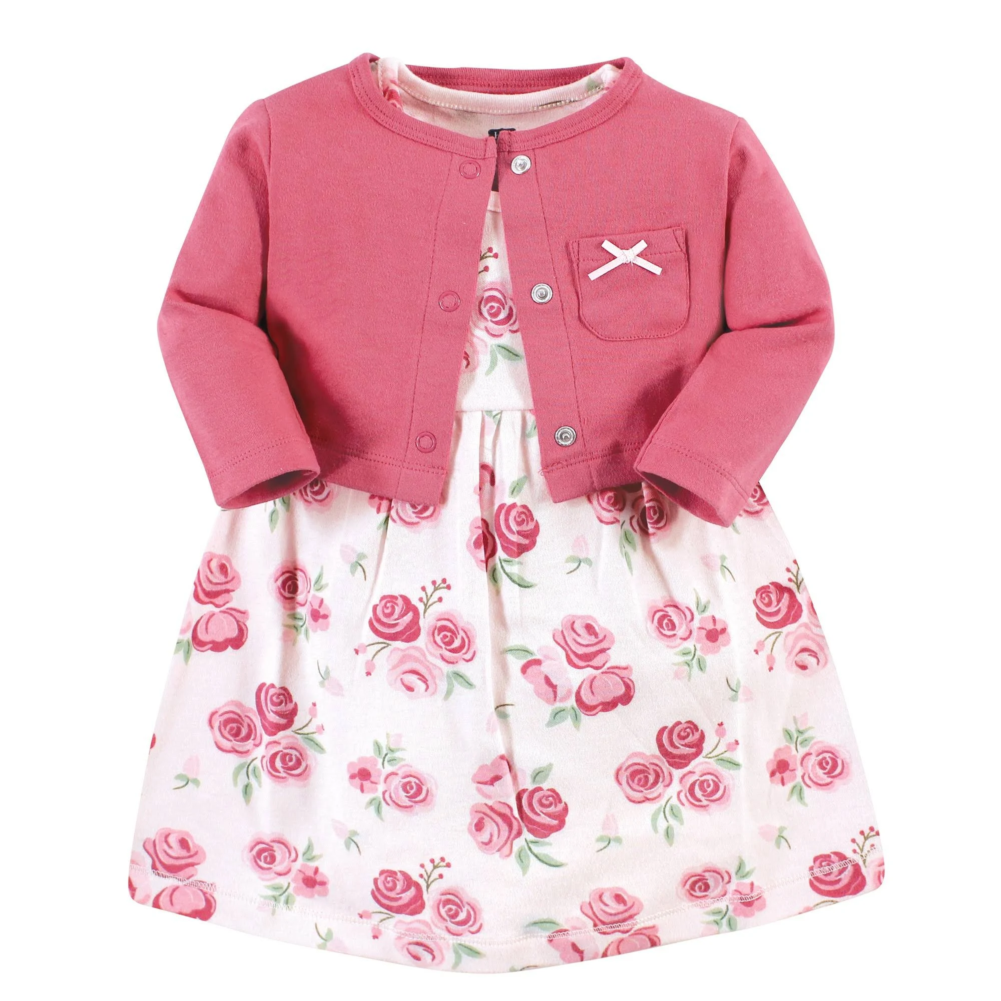 Hudson Baby Baby Girls' Cotton Dress and Cardigan Set