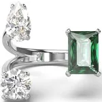 SWAROVSKI Mesmera Open Ring, Green and Clear Mixed-Cut Stones in a Silver-Tone Finish, Part of the Mesmera Collection