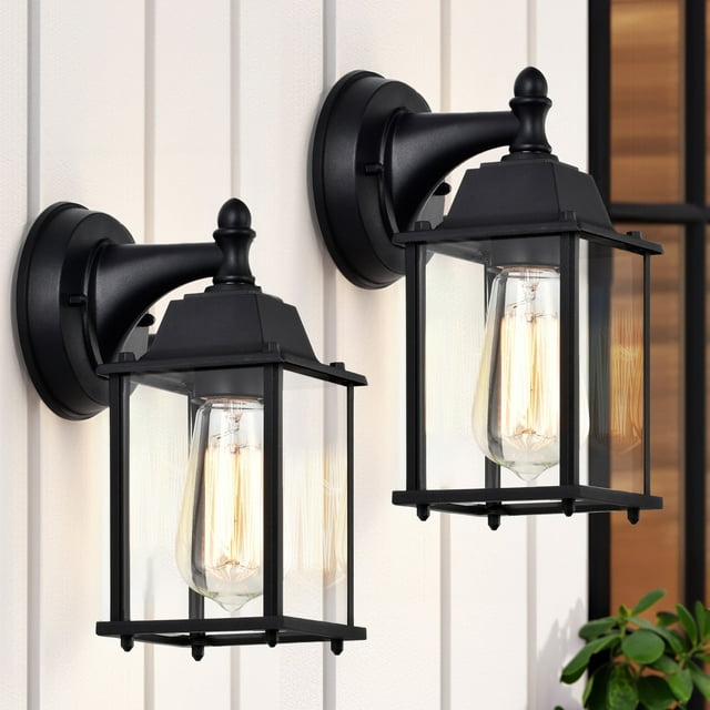 Outdoor Lights Fixtures Wall Sconce 2 Pack Black Porch Lights Outdoor Wall Lantern Decor Aluminum Anti-Rust Exterior Waterproof Outdoor Lights for