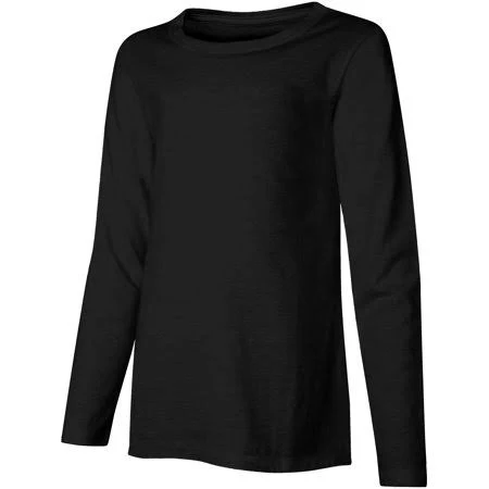 Hanes Girls Long Sleeve Crewneck T-Shirt Tee 100% Cotton Ringspun Comfort Soft