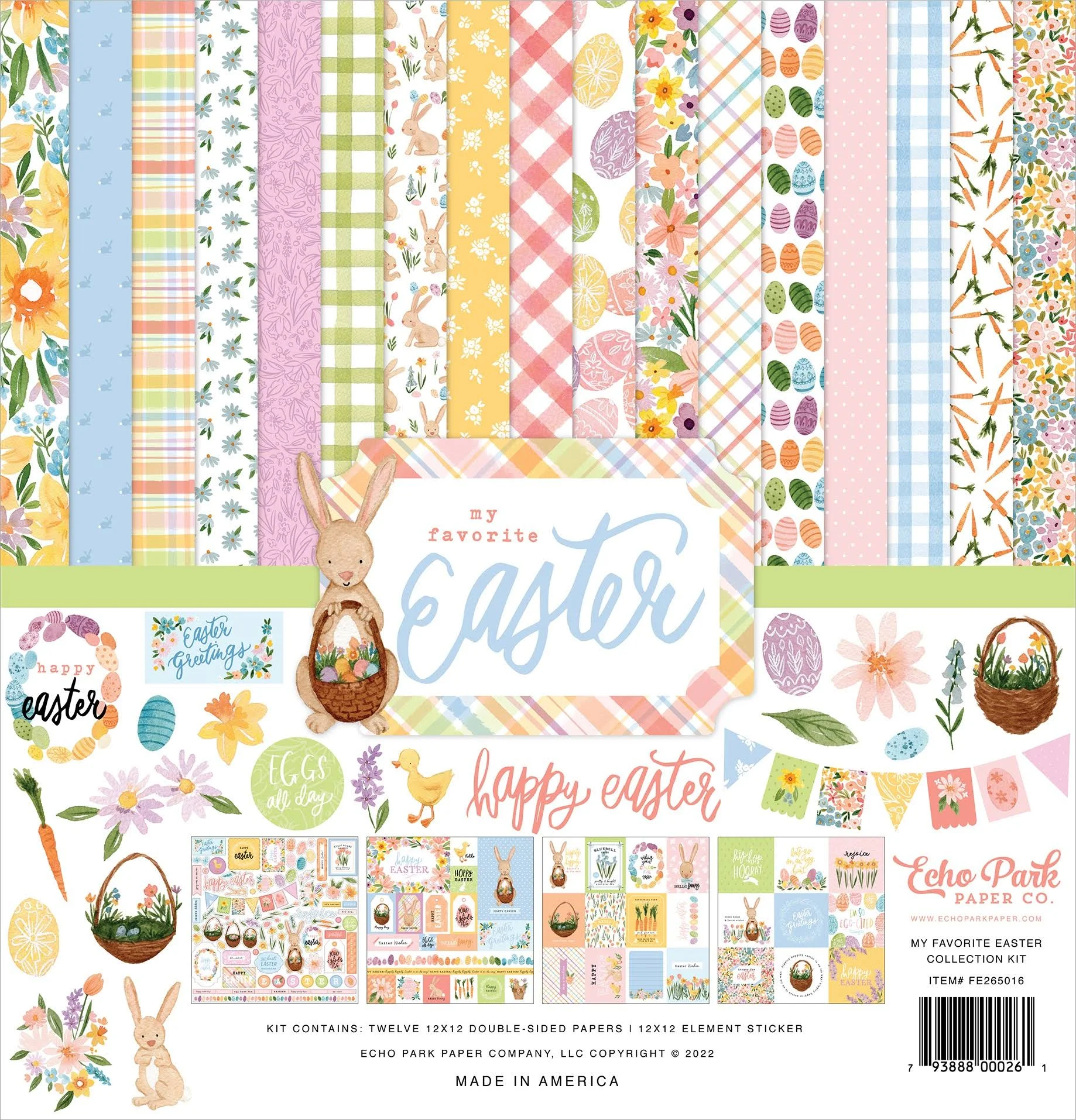 Echo Park Paper MY FAVORITE EASTER 12x12 Scrapbook Cardstock Collection Kit