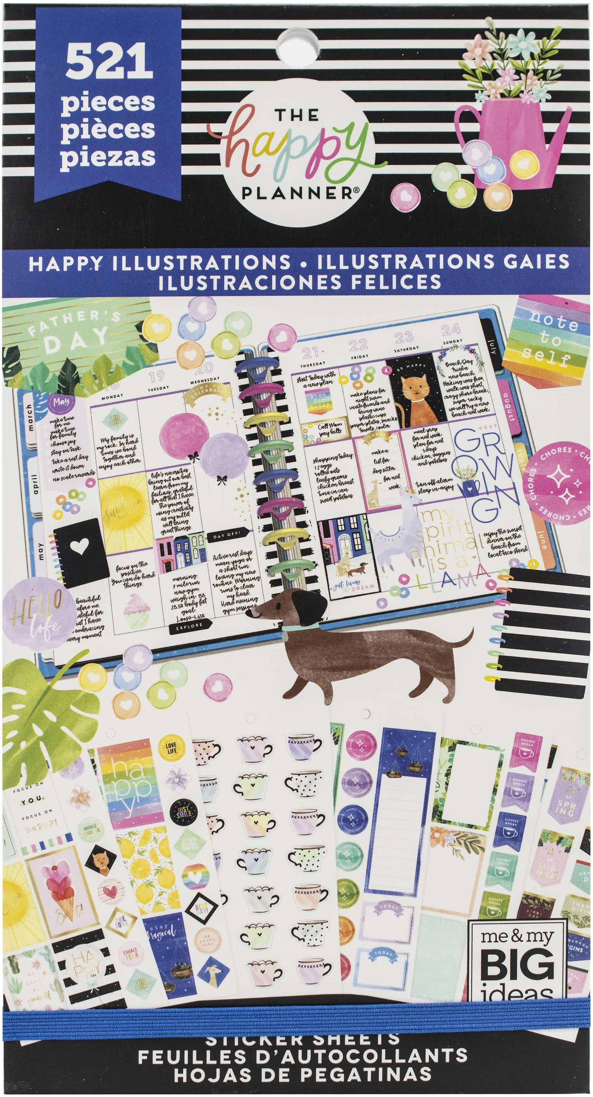 me & my BIG ideas Sticker Value Pack - The Happy Planner Scrapbooking Supplies - Happy Illustrations Theme - Multi-Color - Great for Projects, Scrapbooks & Albums - 30 Sheets, 521 Stickers Total