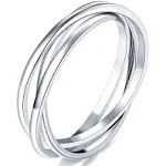 BORUO 925 Sterling Silver Ring Triple Interlocked Rolling High Polish Ring Size