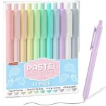 Retractable Pastel Gel Ink Pens 11 Pack Black Ink Pens Cute Pens 0.5mm Fine P...