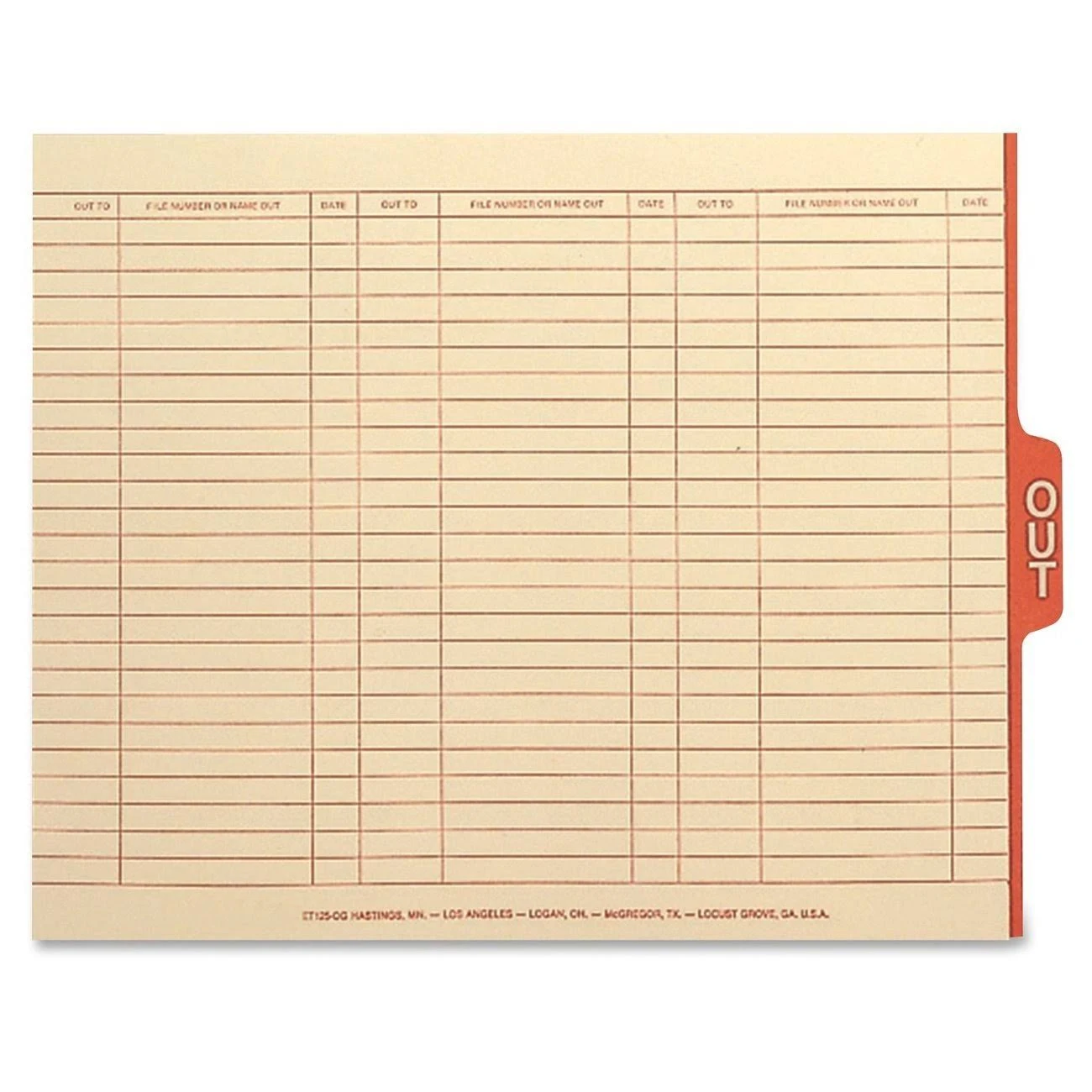 Smead End Tab Out Guides with Printed Form, 1/5-Cut Tab Center Position, Letter Size, Manila, 100 per Box (61910)