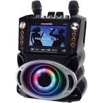 Karaoke USA GF946 GF946 DVD/CD+G/MP3+G Bluetooth 35-Watt Karaoke System with 7-Inch TFT Digital Color Screen, LED Lights, HDMI Output, and 2 Microphones (Black)