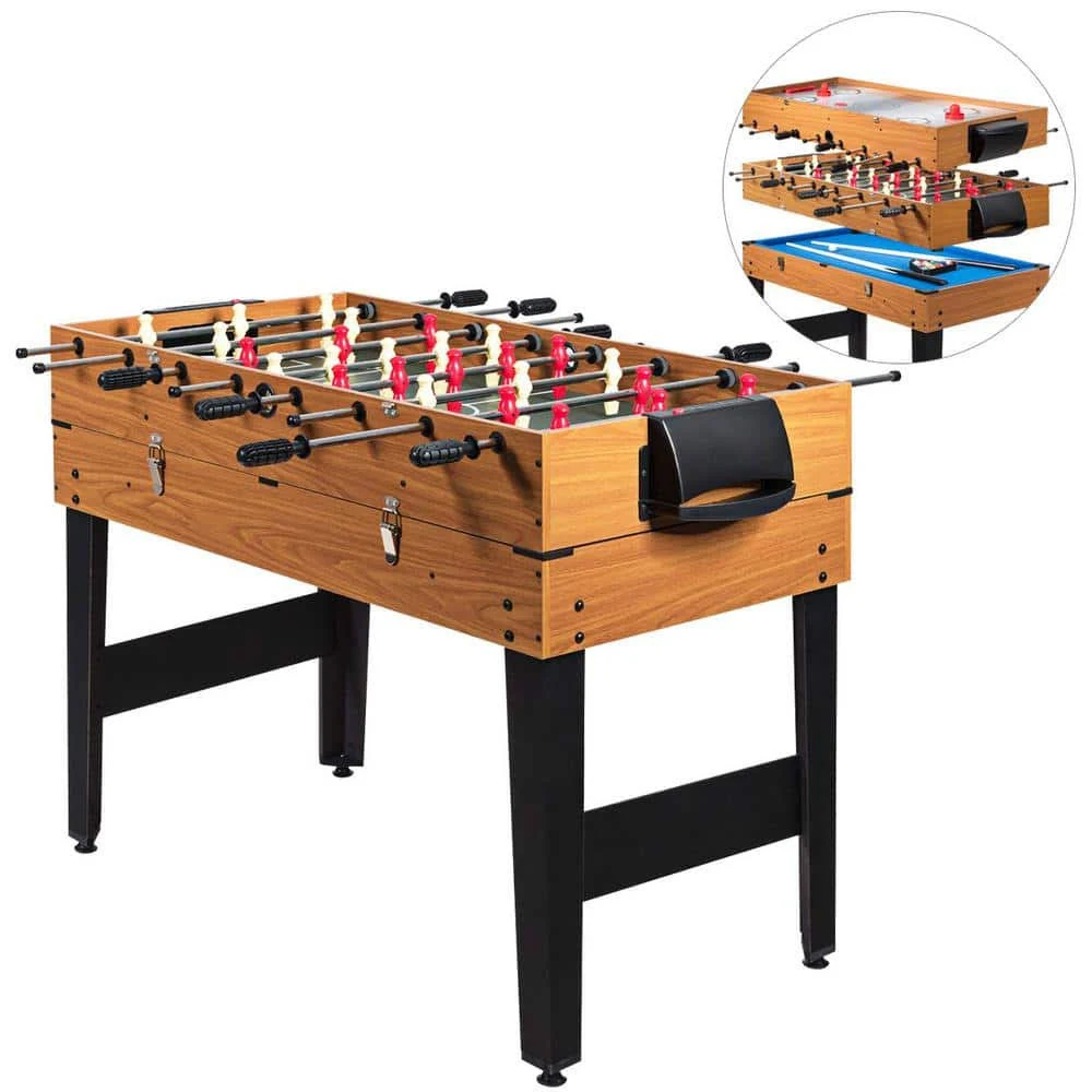 Costway 48&#039;&#039; 3-In-1 Multi Combo Game Table Foosball Soccer Billiards Pool Hockey