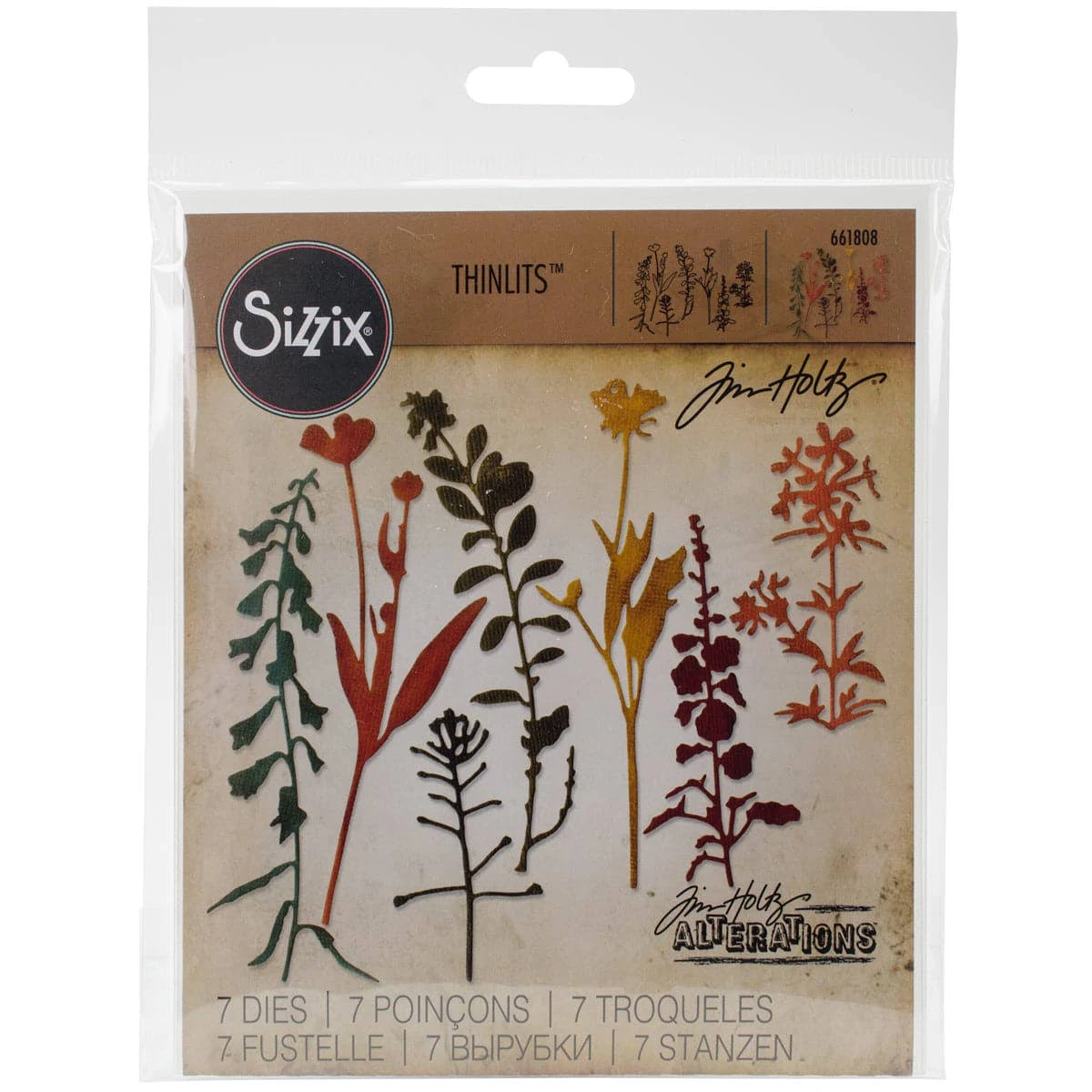 Sizzix Thinlits Die Set 661808, Wildflowers 2 by Tim Holtz, Multi Color, One Size