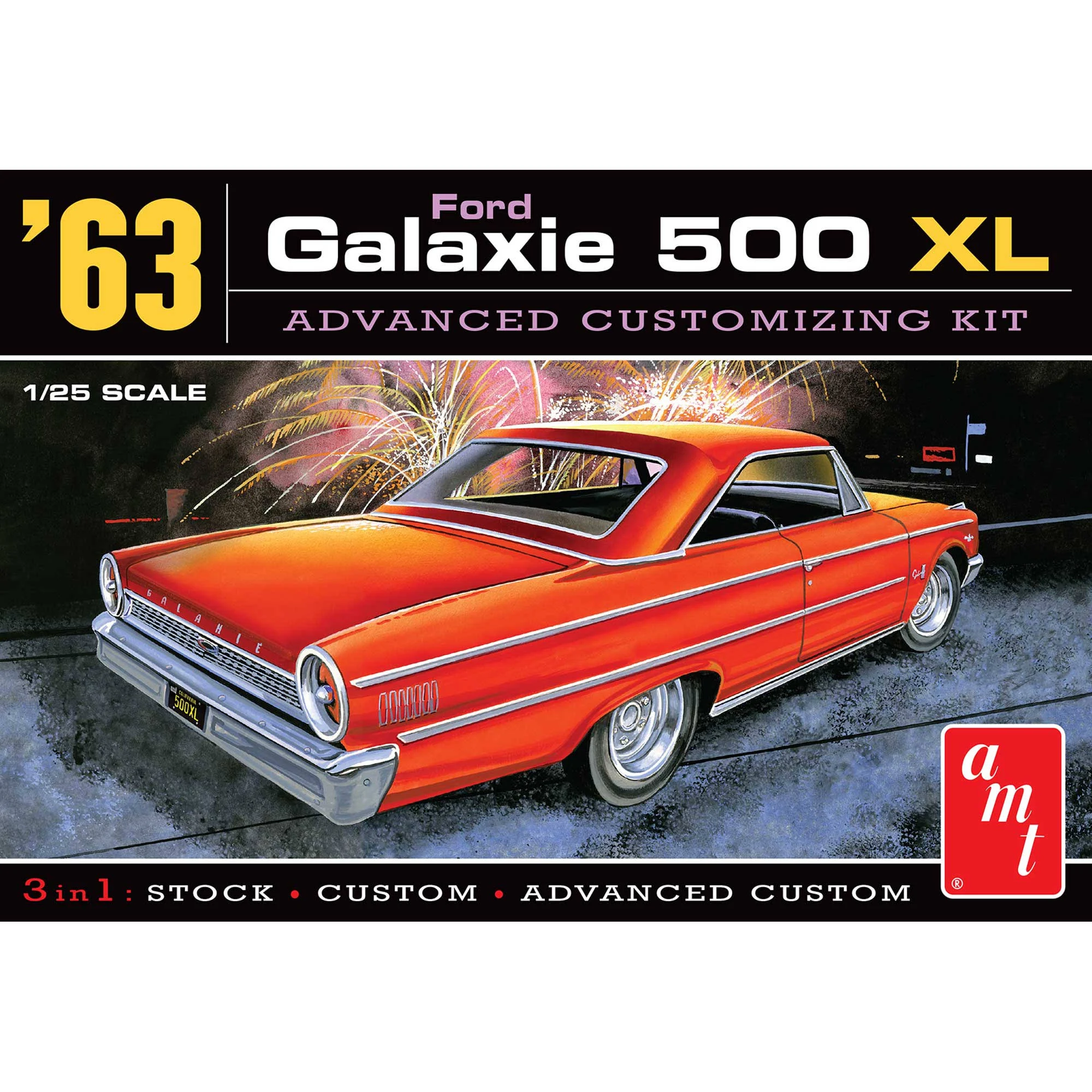 1963 Ford Galaxie 500 XL 3-in-1 Kit 1/25 Scale Plastic Model Kit by AMT