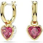 Swarovski Chroma Drop Earrings, Heart, Red, Gold-Tone Plated