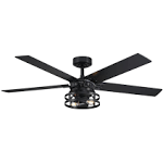 Parrot Uncle 52 in. Industrial Downrod Mount Black Ceiling Fan with Remote Control and Light Kit