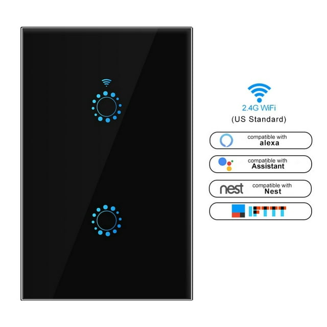 2/3 Gang WIFI Smart Switch In-Wall Light Remote Switches For Alexa Google IFTTT