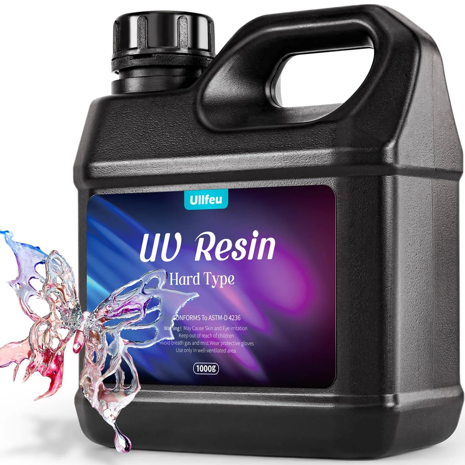 ULLFEU UV Resin 1000g Bulk No Odor Upgrade Clear UV Epoxy Resin Hard Fast Cure Resin Kit Jewelry Making Handmade DIY Craft Decoration Coating