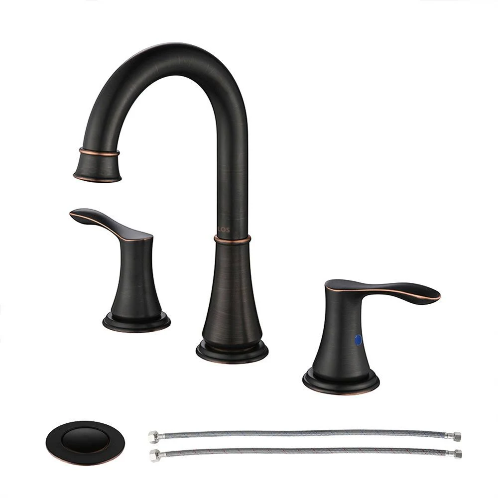 PARLOS Two-Handle High Arc Bathroom Faucet with Metal Pop up Drain and Cupc Fauc