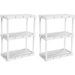 Gracious Living KNECT A Shelf 3 Shelf Interlocking Organizers, White (2 Pack)