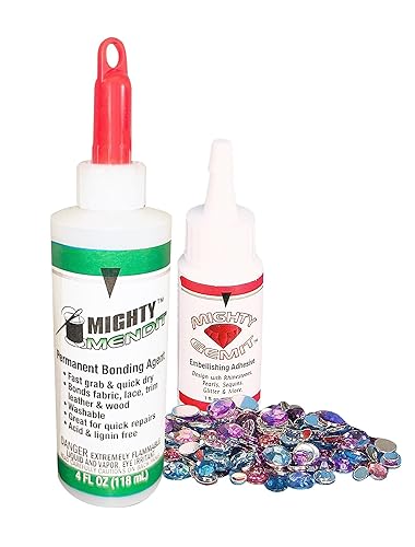 Mighty Mendit Permanent Fabric Adhesive Flexible Stretchable Washable Clear 4 oz