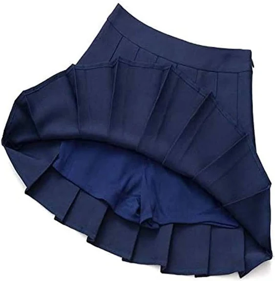 Girls Women High Waisted Pleated Skirt Plain Plaid A-line Mini Skirt Skater Tennis School Uniform Skirts Lining Shorts