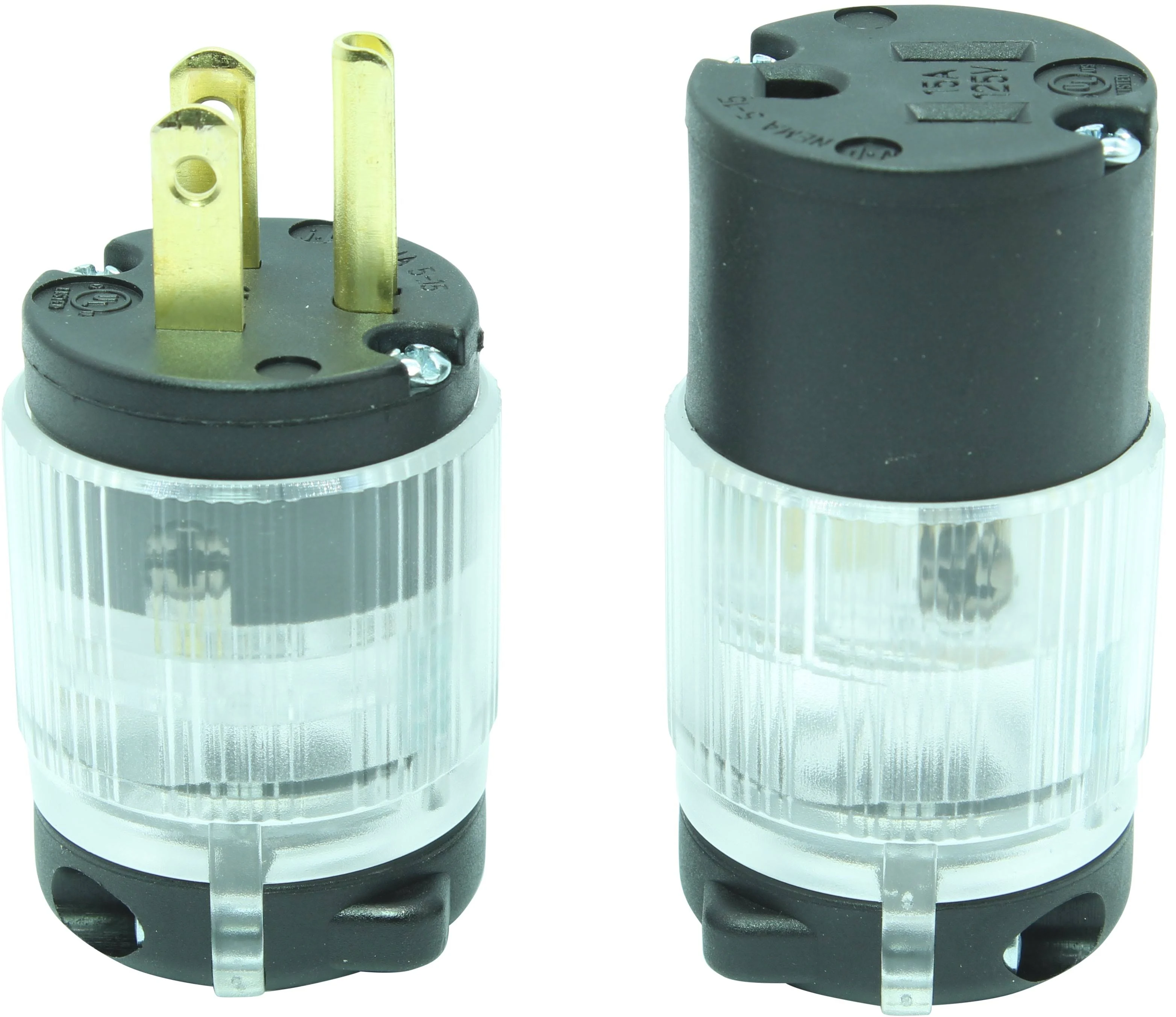 Journeyman-Pro 515PC LIT Lighted Plug & Connector Set 15 Amp 120-125 Volt, NEMA 5-15P + 5-15C, Straight Blade, Male Female Plug Replacement Cord Outlet Connector, Commercial Grade Power Indicator (1)