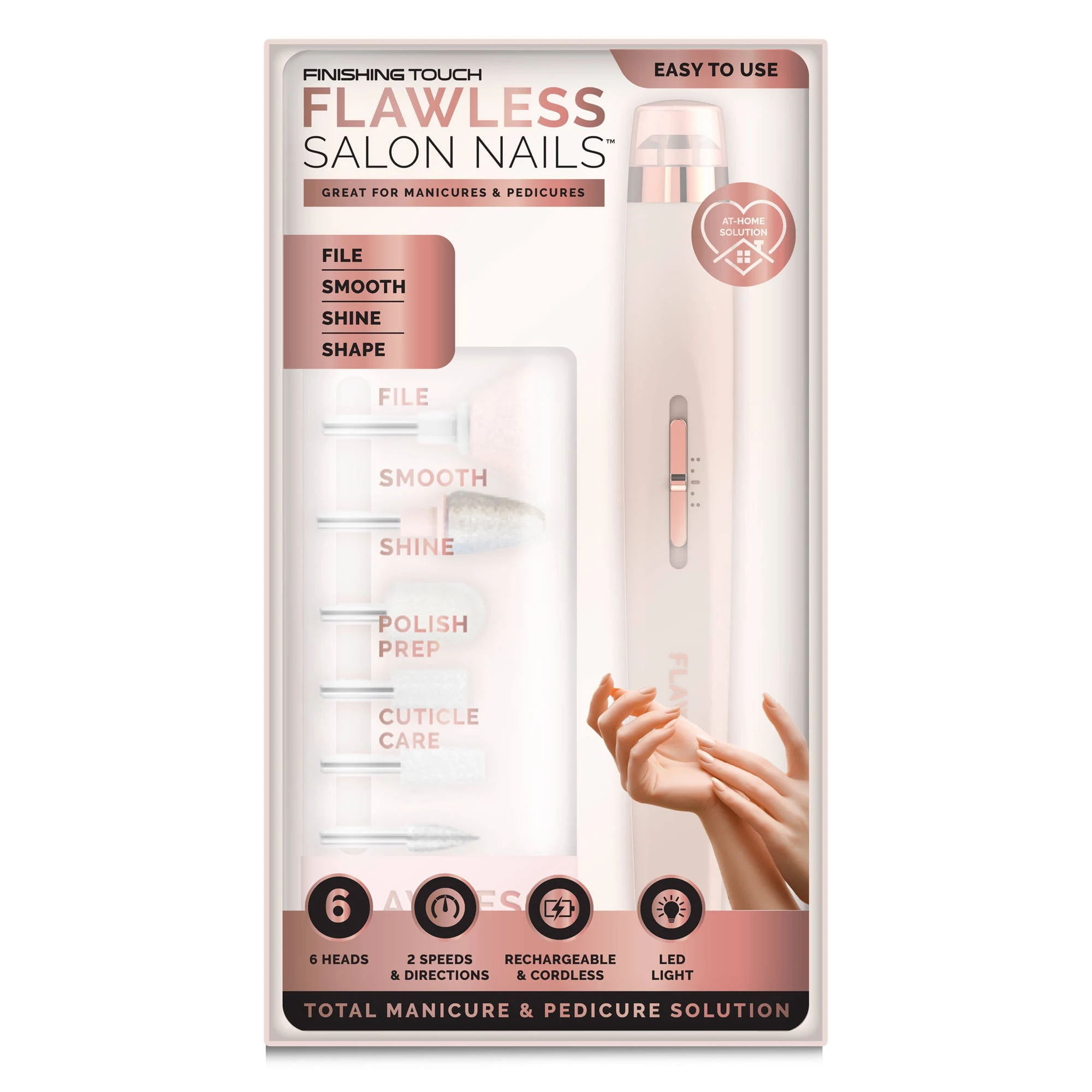 Finishing Touch Flawless Salon Nails Kit, Electronic Nail File and Full Manicure and Pedicure Tool