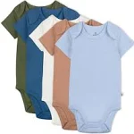 HonestBaby baby-boys 5-Pack Short Sleeve Bodysuits One-Piece 100% Organic Cotton for Infant Baby Boys, unisex