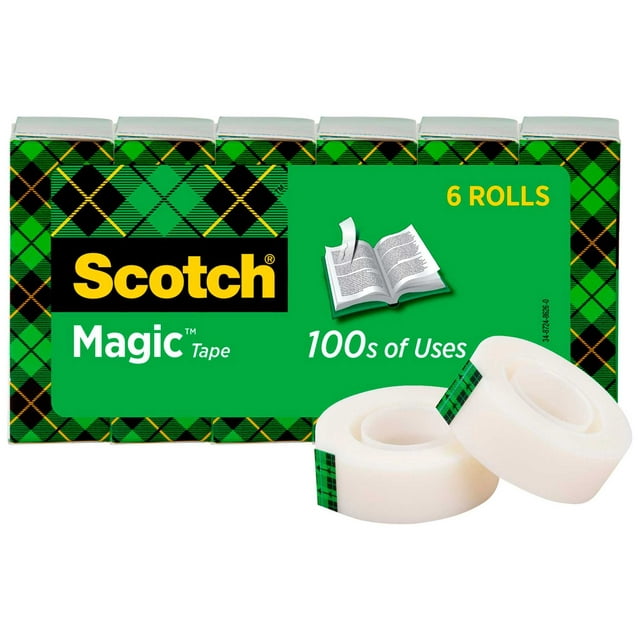 Scotch Magic Tape 3/4 inch x 1296 inch 1 inch Core Clear 6/Pack