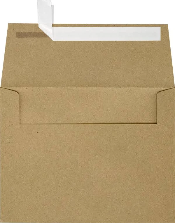 A7 Invitation Envelopes (5 1/4 x 7 1/4) with Peel & Seal - Brown Kraft Grocery Bag 28lb - 50 Pack