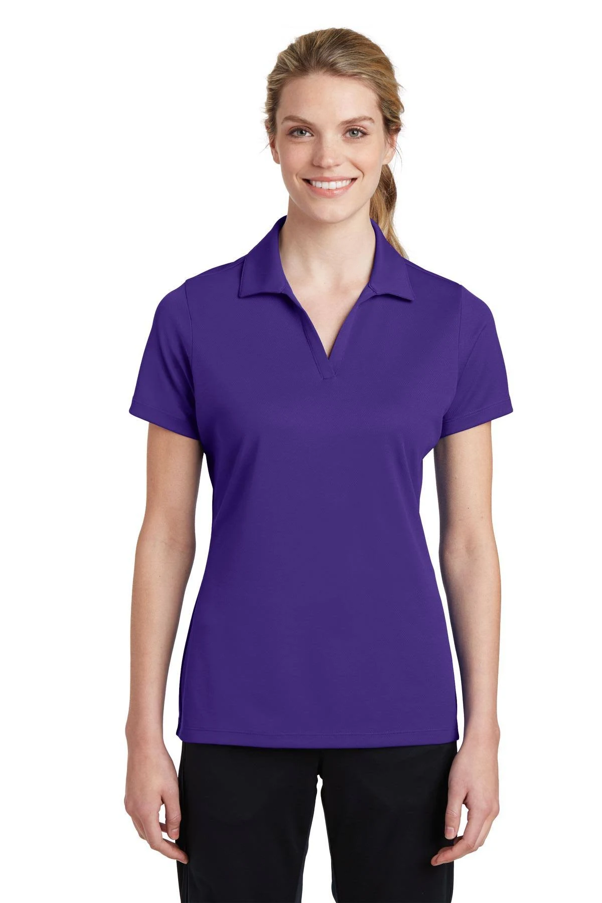 Sport Tek LST640 Ladies PosiCharge RacerMesh Polo - Black - L