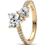 Pandora Double Heart Sparkling Ring 14K Gold-Plated / 4.5