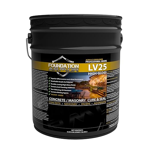 LV25 Solvent Based High Gloss Acrylic Cure and Seal for New Concrete- 5 Gallons