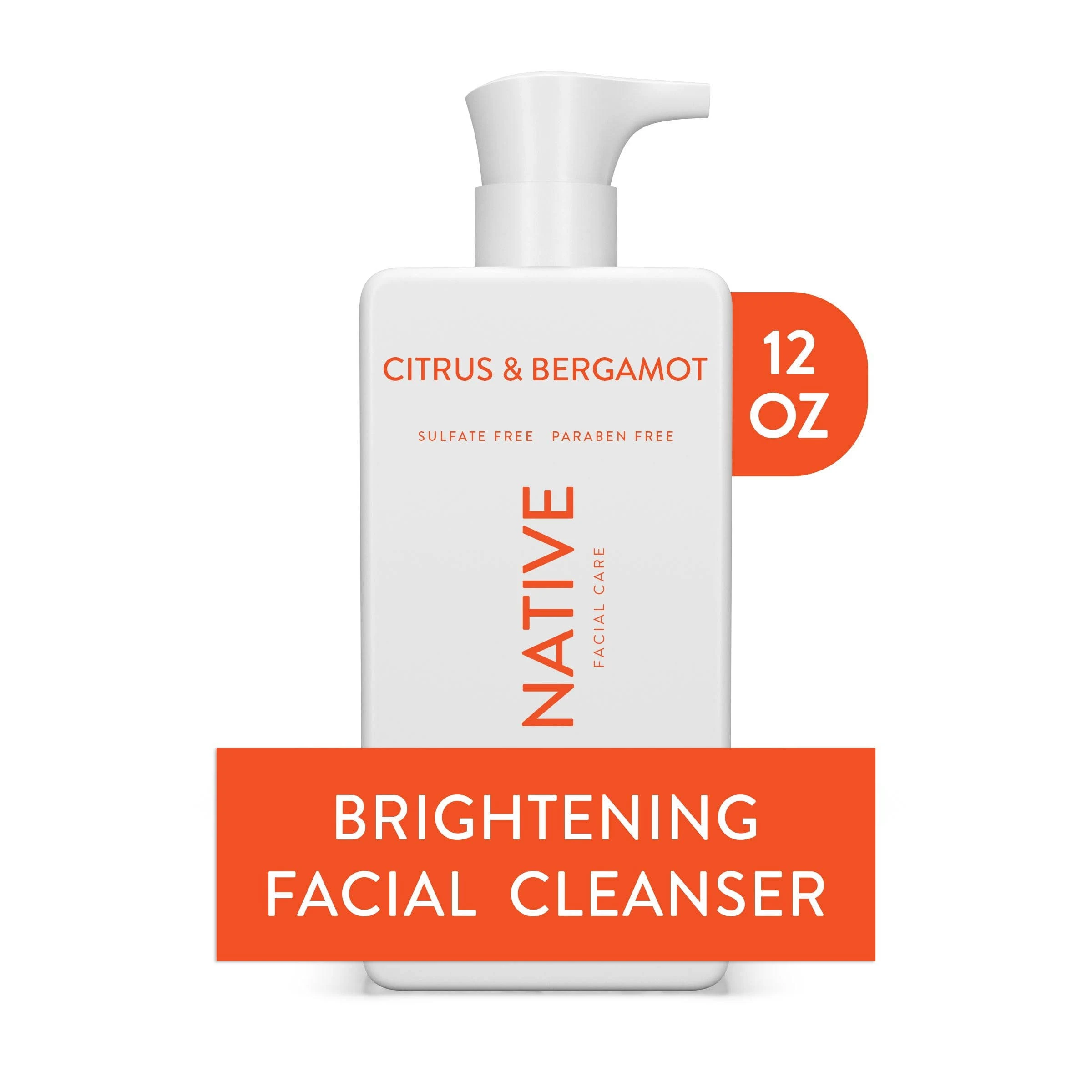 Native Brightening Facial Cleanser Citrus &amp; Bergamot 12 Fl oz NEW