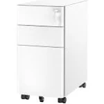 Mount-It! Mobile File Pedestal, File Cabinet with 3 Drawers, Slim Design Unde...