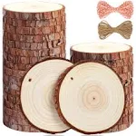 5ARTH Natural Wood Slices - 30 Pcs 3.5-4 inches Craft Unfinished Wood kit Predrilled with Hole Wooden Circles for Arts Wood Slices Christmas Ornaments DIY Crafts