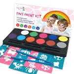  Face Painting Kit for Kids with 12 Colors Safe and Non-Toxic Large Water Matte