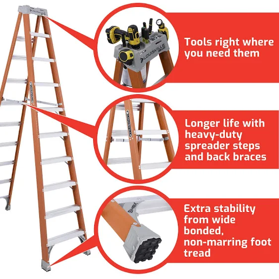 Louisville 10' Step Ladder iA 300lbs Fiberglass FS1510