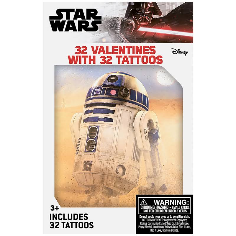 Star Wars Valentine Cards (32 Cards &amp; 32 Tattoos in Box / 8 Designs) Disney