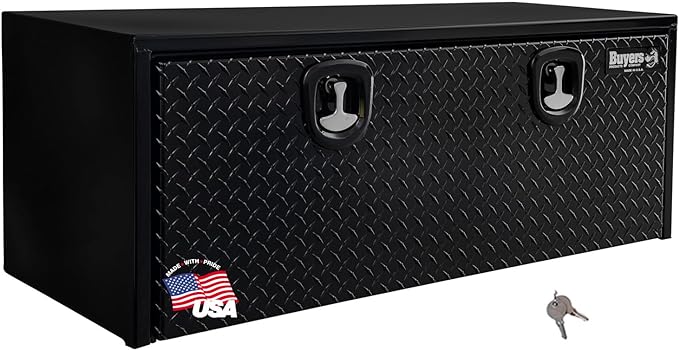 Buyers Products 1702510 - 18x18x48 inch Black Steel Underbody Truck Box with Aluminum Door