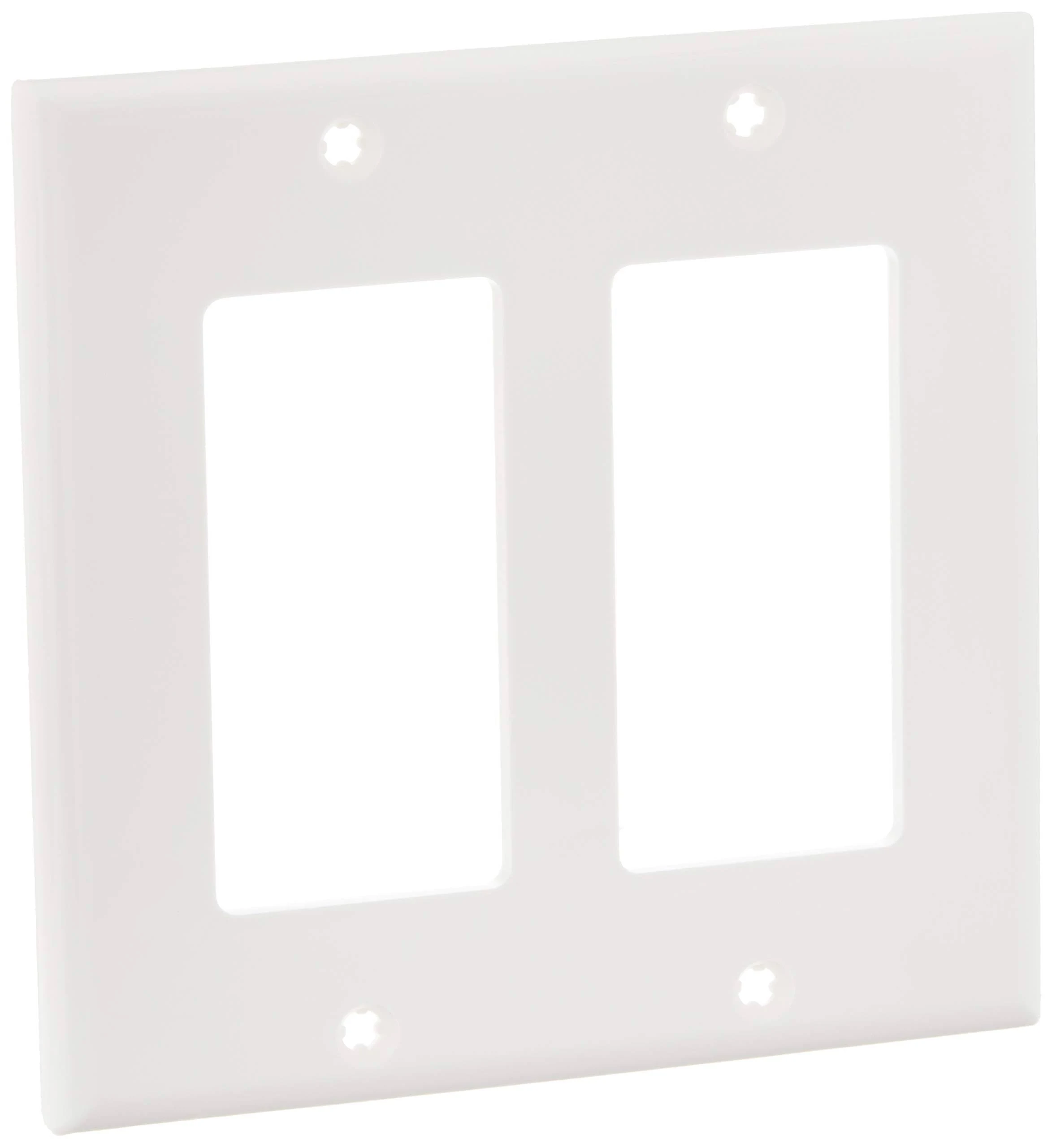 Leviton 80409-NW 2-Gang Decora/GFCI Device Decora Wallplate, Standard Size, White