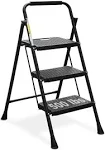 HBTower 3 Step Ladder, Folding Step Stool, Black