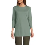 Lands' End Women's 3/4 Sleeve Supima Cotton Crewneck Tunic