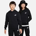 Nike Sportswear Club Fleece Big Kids' Pullover Hoodie - Black/White