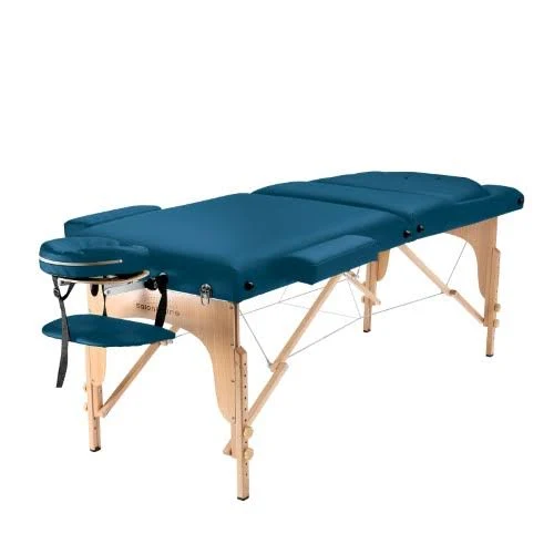 Portable Blue Massage Table with Bolster and Tilt Backrest