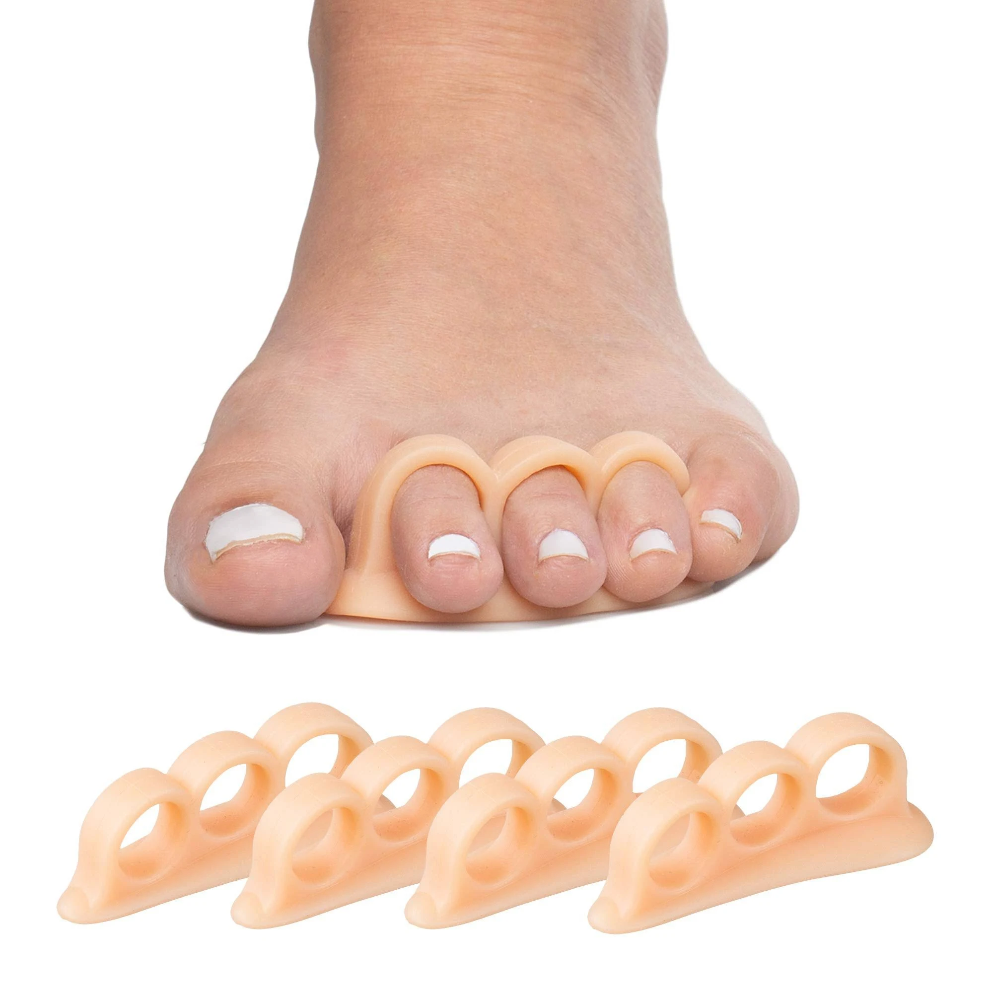 ZenToes Hammer Toe Straightener and Corrector 4 Pack Soft Gel Crests Splints | Reduce Foot Pain, Prevent Overlap | Flexible Footcare Treatment | Stain, Odor Resistant (Beige)