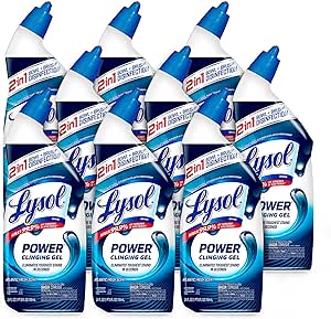 Lysol Power Toilet Bowl Cleaner Gel, For Cleaning and Disinfecting, Stain Removal, 24oz