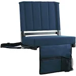 Sport Beats Navy Blue Stadium Seat for Bleachers with Back Support and Wide Padded Cushion Stadium Chair - Includes Shoulder Str